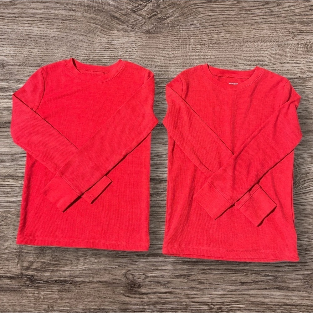 2x Jumping Beans Red Long Sleeve Ribbed Knit 6yo Kid’s Shirts. Exclnt cndtn!